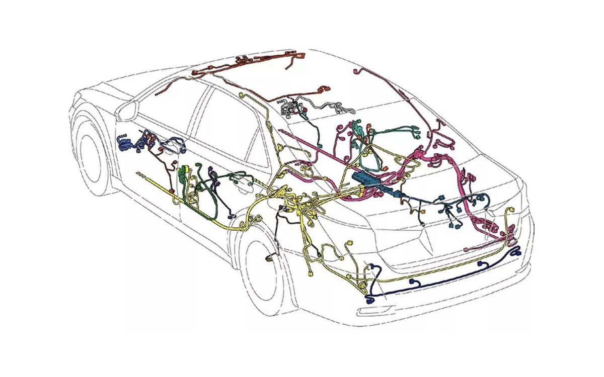 AVSS multi-color car wiring harness 3D diagram